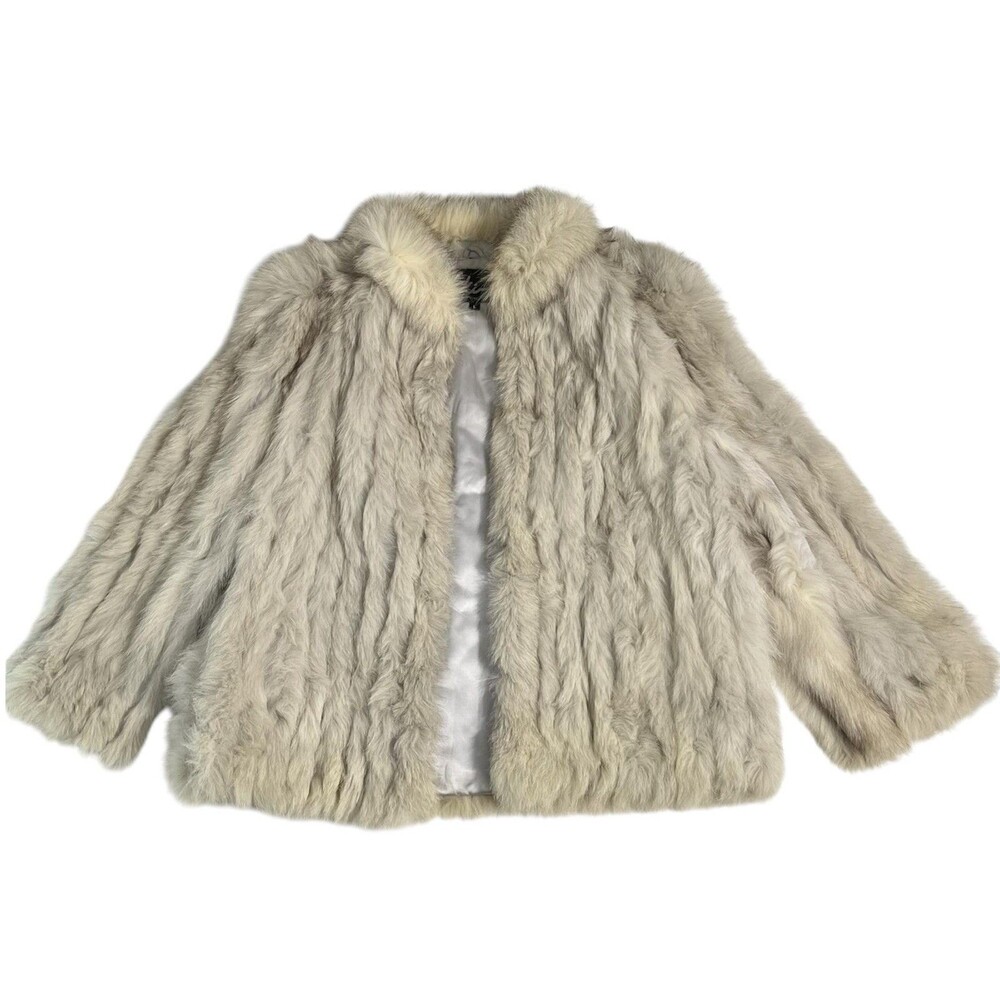 Niki Vintage Natural Blue Fox Fur Jacket Short Coat Womens Mob Wife Finland 80s